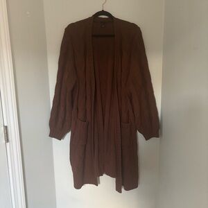 Torrid Chocolate Brown Cable Knit Open Sweater